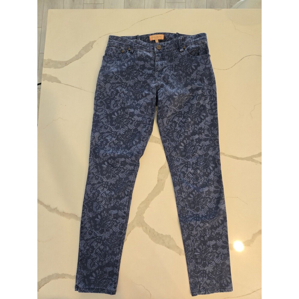 Sanctuary Denim Floral Lace Print Skinny Jeans Blue Stretch Pants Women Size 28